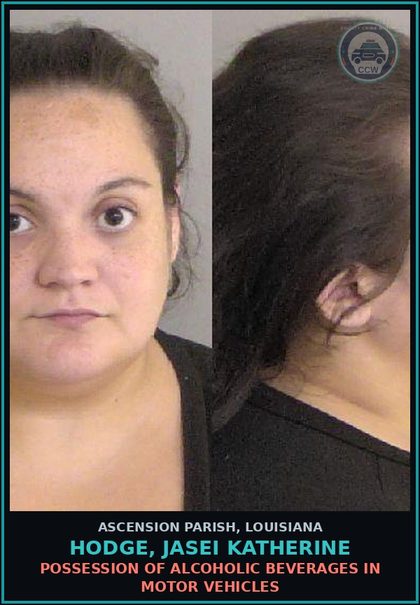 CCW arrest card for Hodge, Jasei Katherine in Ascension Parish: Reckless Operation