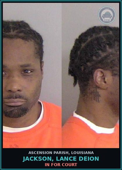 CCW arrest card for Jackson, Lance Deion in Ascension Parish: In For Court