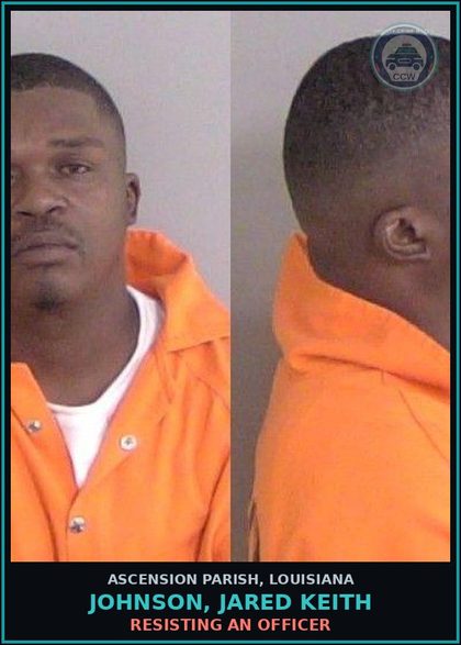 CCW arrest card for Johnson, Jared Keith in Ascension Parish: Resisting an Officer