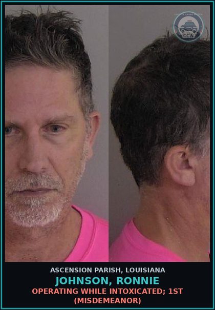 CCW arrest card for Johnson, Ronnie in Ascension Parish: Driving on Roadway Laned for Traffic