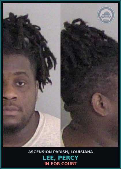 CCW arrest card for Lee, Percy in Ascension Parish: In For Court