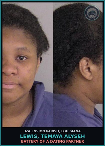 CCW arrest card for Lewis, Temaya Alyseh in Ascension Parish: Disturbing the peace / Language/ Disorderly Conduct