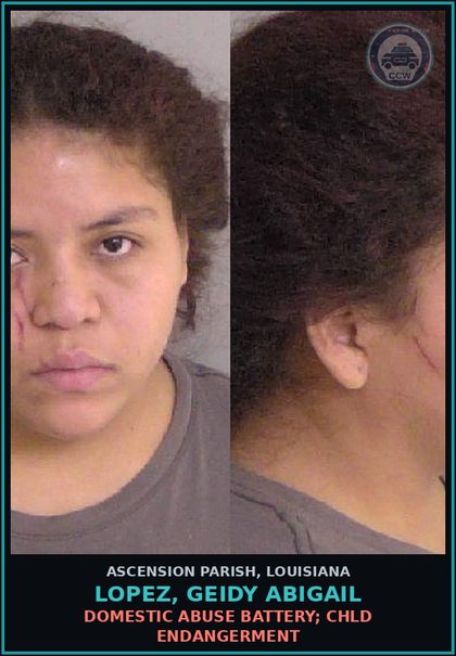 CCW arrest card for Lopez, Geidy Abigail in Ascension Parish: Hold for Other Agency