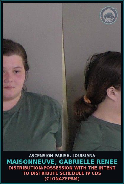 CCW arrest card for Maisonneuve, Gabrielle Renee in Ascension Parish: State Probation Violation