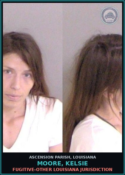 CCW arrest card for Moore, Kelsie in Ascension Parish: Fugitive-Other Louisiana Jurisdiction