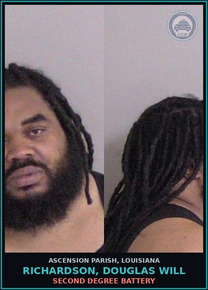 CCW arrest card for Richardson, Douglas Will in Ascension Parish: Failure to Appear-Bench Warrant