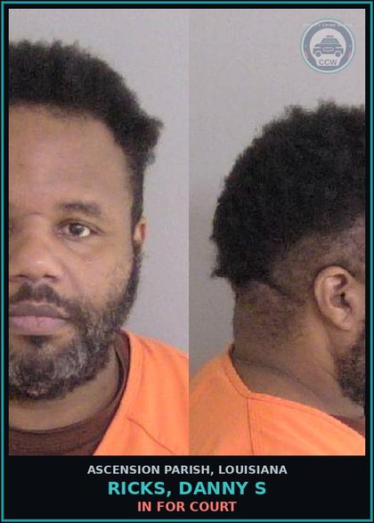 CCW arrest card for Ricks, Danny S in Ascension Parish: In For Court