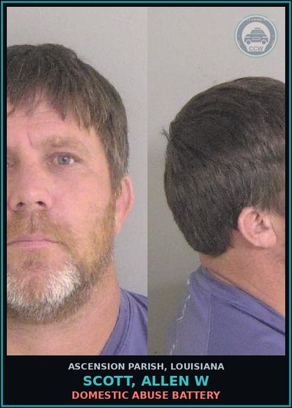 CCW arrest card for Scott, Allen W in Ascension Parish: State Probation Violation
