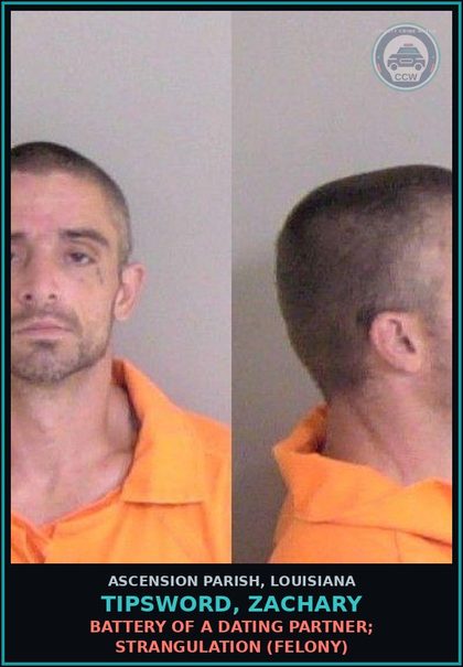 CCW arrest card for Tipsword, Zachary in Ascension Parish: Resisting a Police Officer with Force or Violence