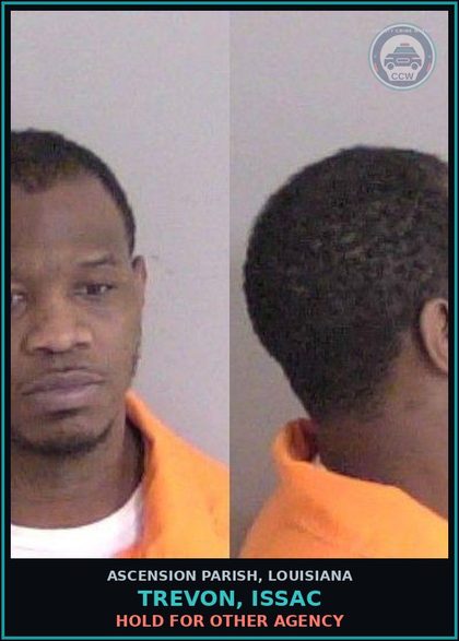 CCW arrest card for Trevon, Issac in Ascension Parish: Hold for Other Agency