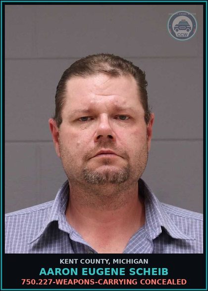 CCW arrest card for Aaron Eugene Scheib in Kent County: 333.74032B1-contr substance - POSSESSION OF METHAMPHETAMIN/ECSTACY