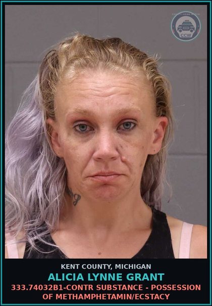 CCW arrest card for Alicia Lynne Grant in Kent County: 257.6251-A-OWI - OPERATING WHILE INTOXICATED