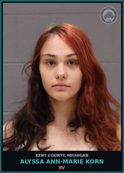 CCW arrest card for Alyssa Ann-Marie Korn in Kent County: BV