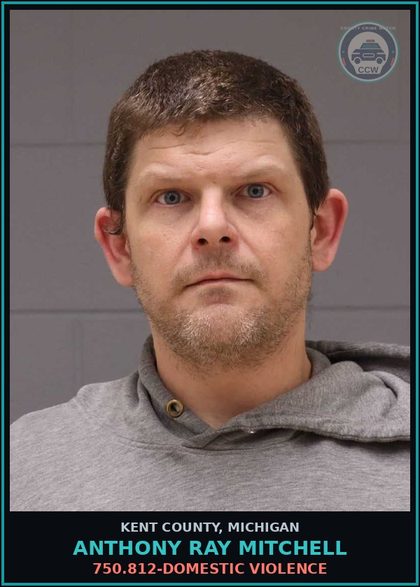 CCW arrest card for Anthony Ray Mitchell in Kent County: 750.812-DOMESTIC VIOLENCE
