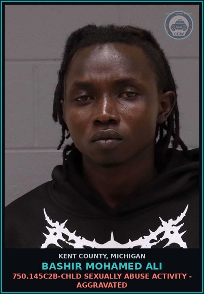 CCW arrest card for Bashir Mohamed Ali in Kent County: 750.145C2B-chld SEXUALLY ABUSE ACTIVITY - AGGRAVATED