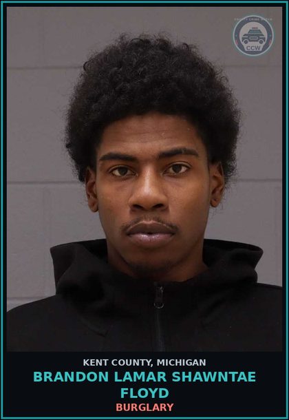 CCW arrest card for Brandon Lamar Shawntae Floyd in Kent County: BURGLARY