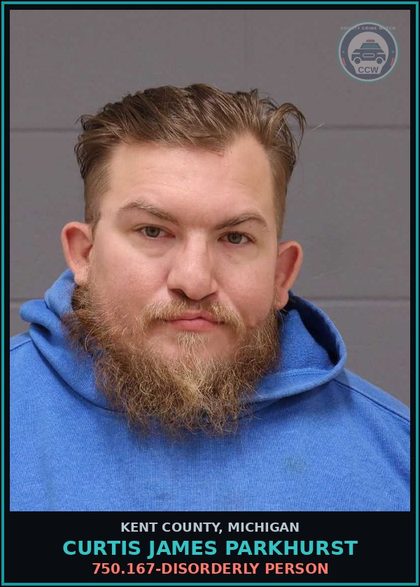 CCW arrest card for Curtis James Parkhurst in Kent County: 750.167-DISORDERLY PERSON