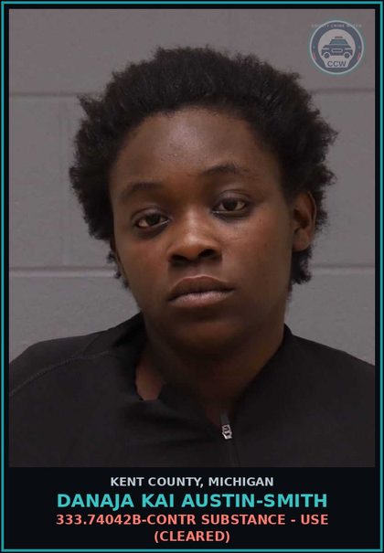 CCW arrest card for Danaja Kai Austin-Smith in Kent County: 333.74042B-contr substance - USE (Cleared)