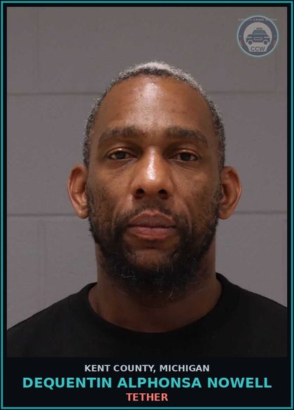 CCW arrest card for Dequentin Alphonsa Nowell in Kent County: TETHER