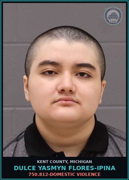 CCW arrest card for Dulce Yasmyn Flores-Ipina in Kent County: 750.812-DOMESTIC VIOLENCE