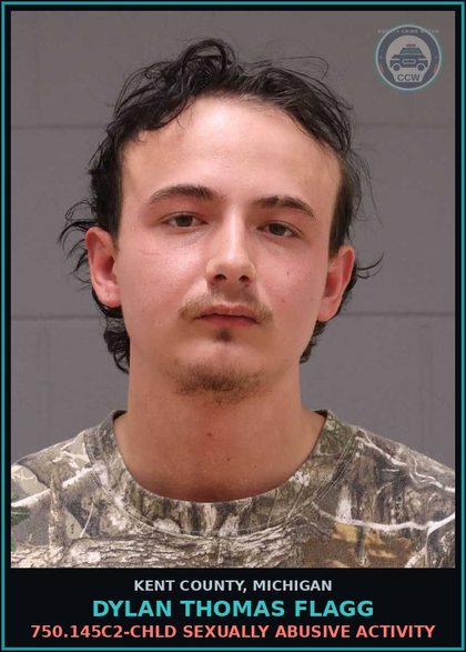 CCW arrest card for Dylan Thomas Flagg in Kent County: 750.520E1A-CRIMINAL s3xual CONDUCT - 4TH DEGREE - (FORCE OR COERCION)