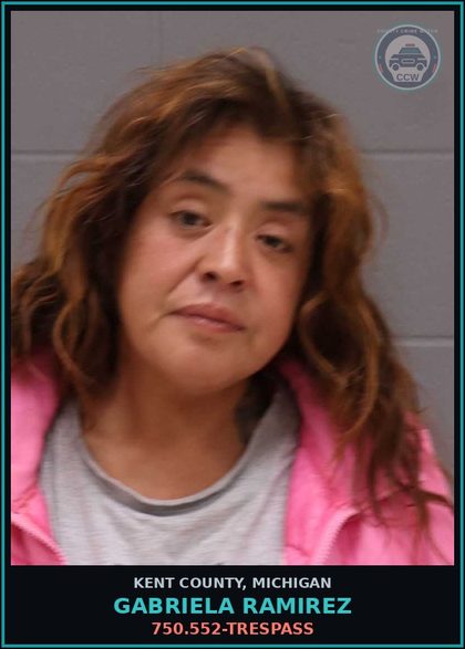 CCW arrest card for Gabriela Ramirez in Kent County: 5405-MOVING TRAFFIC VIOLATION (Cleared)
