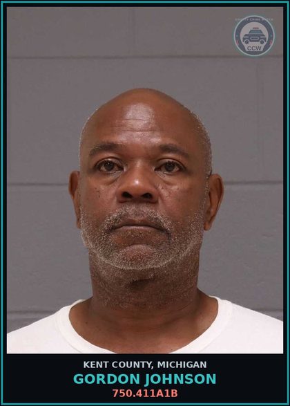 CCW arrest card for Gordon Johnson in Kent County: 750.411A1B