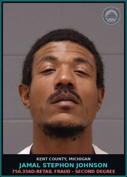 CCW arrest card for Jamal Stephon Johnson in Kent County: 9.135(6)-FALSE INFORMATION OR REPORT (Cleared)