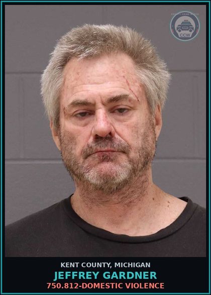 CCW arrest card for Jeffrey Gardner in Kent County: 750.812-DOMESTIC VIOLENCE