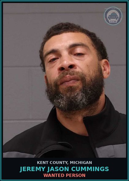CCW arrest card for Jeremy Jason Cummings in Kent County: WANTED PERSON