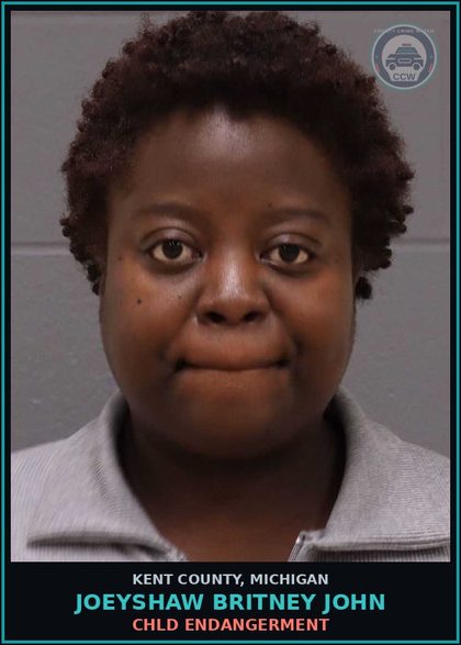 CCW arrest card for Joeyshaw Britney John in Kent County: chld ENDANGERMENT