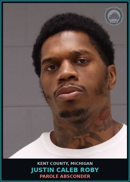 CCW arrest card for Justin Caleb Roby in Kent County: PAROLE ABSCONDER