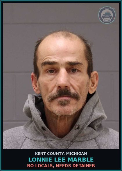 CCW arrest card for Lonnie Lee Marble in Kent County: NO LOCALS, NEEDS DETAINER