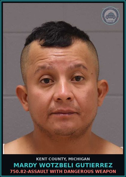 CCW arrest card for Mardy Wotzbeli Gutierrez in Kent County: 9.135(6)-FALSE INFORMATION OR REPORT