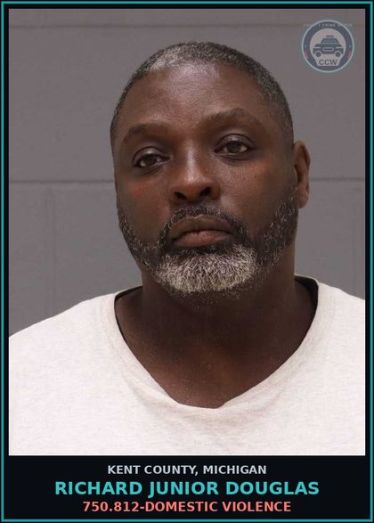CCW arrest card for Richard Junior Douglas in Kent County: 750.812-DOMESTIC VIOLENCE