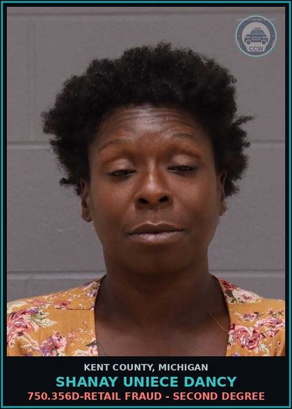 CCW arrest card for Shanay Uniece Dancy in Kent County: 750.377A1D-MALICIOUS DESTRUCTION OF PERSONAL PROPERTY - LESS THAN $200 (Cleared)