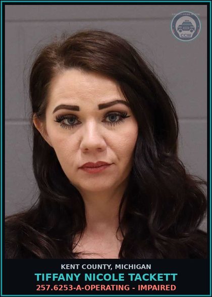 CCW arrest card for Tiffany Nicole Tackett in Kent County: 257.6253-A-OPERATING - IMPAIRED