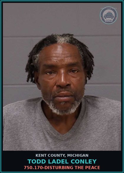 CCW arrest card for Todd Ladel Conley in Kent County: 750.170-DISTURBING THE PEACE