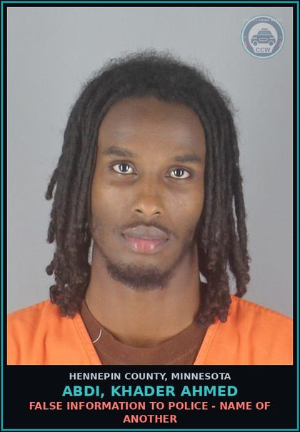 CCW arrest card for ABDI, KHADER AHMED in Hennepin County: FALSE INFORMATION TO POLICE - NAME OF ANOTHER