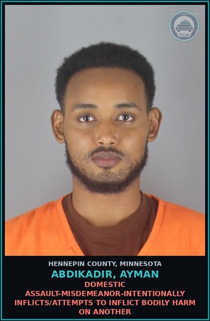 CCW arrest card for ABDIKADIR, AYMAN in Hennepin County: DOMESTIC ASSAULT-MISDEMEANOR-INTENTIONALLY INFLICTS/ATTEMPTS TO INFLICT BODILY HARM ON ANOTHER