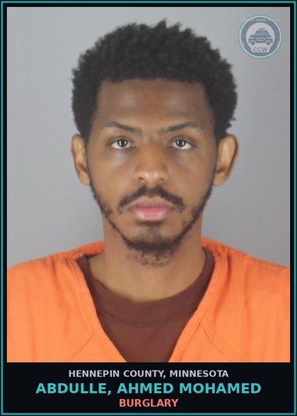 CCW arrest card for ABDULLE, AHMED MOHAMED in Hennepin County: BURGLARY