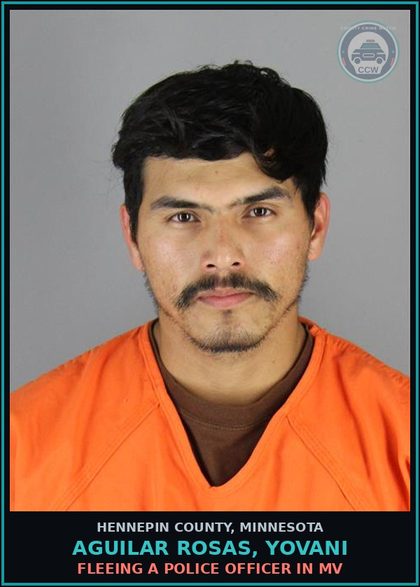 CCW arrest card for AGUILAR ROSAS, YOVANI in Hennepin County: FLEEING A POLICE OFFICER IN MV