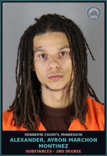 CCW arrest card for ALEXANDER, AYRON MARCHON MONTINEZ in Hennepin County: DRUGS - 3RD DEGREE