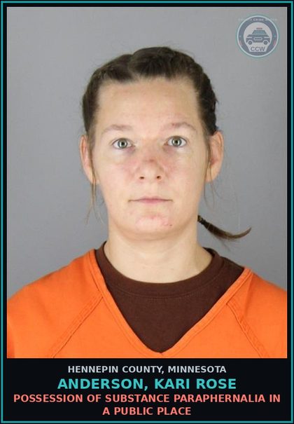 CCW arrest card for ANDERSON, KARI ROSE in Hennepin County: POSSESSION OF DRUG PARAPHERNALIA IN A PUBLIC PLACE