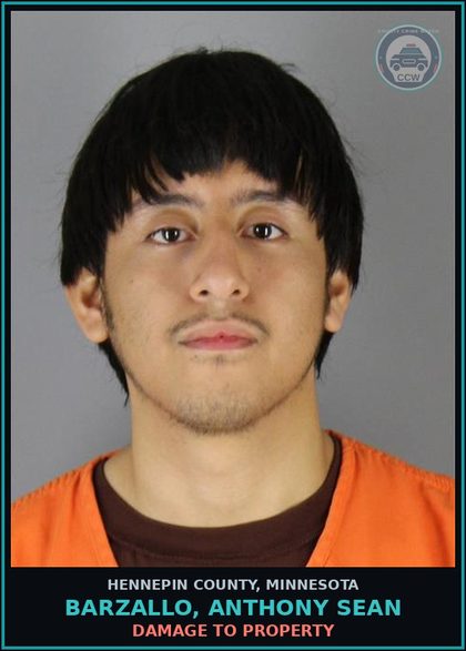 CCW arrest card for BARZALLO, ANTHONY SEAN in Hennepin County: DAMAGE TO PROPERTY