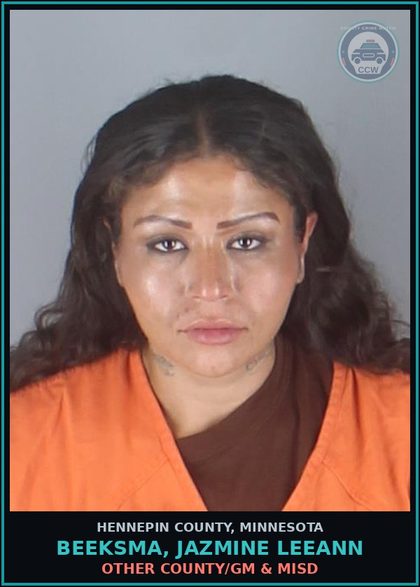 CCW arrest card for BEEKSMA, JAZMINE LEEANN in Hennepin County: OTHER COUNTY/GM & MISD