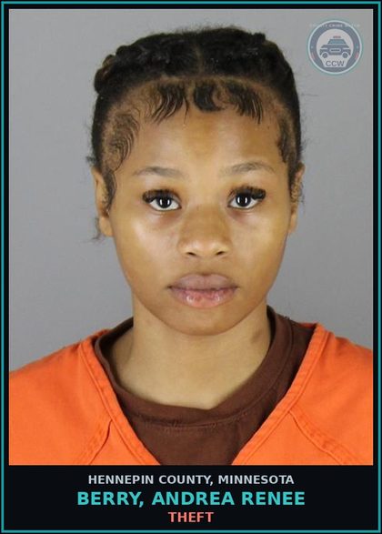 CCW arrest card for BERRY, ANDREA RENEE in Hennepin County: THEFT