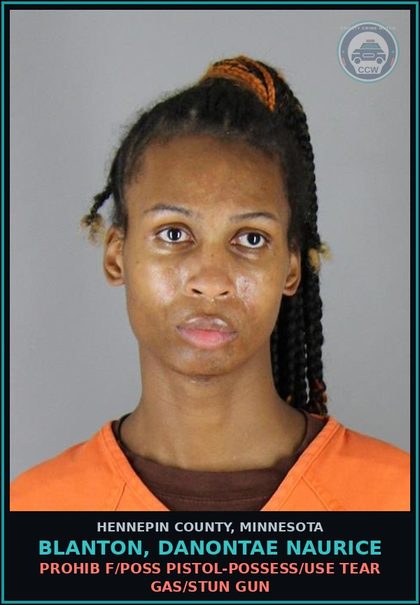 CCW arrest card for BLANTON, DANONTAE NAURICE in Hennepin County: THREATS OF VIOLENCE - RECKLESS DISREGARD RISK
