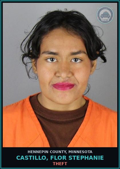 CCW arrest card for CASTILLO, FLOR STEPHANIE in Hennepin County: THEFT