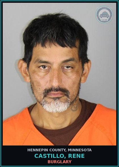 CCW arrest card for CASTILLO, RENE in Hennepin County: BURGLARY